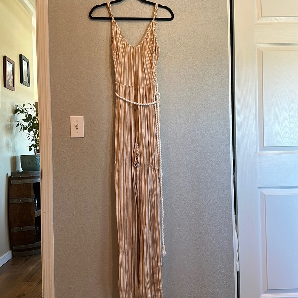 Yellow and White striped Jumpsuit